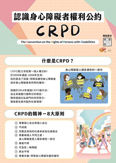 身心障礙者權利公約(CRPD)宣導摺頁+(衛生福利部社會及家庭署|114年製)+圖片檔-正面
